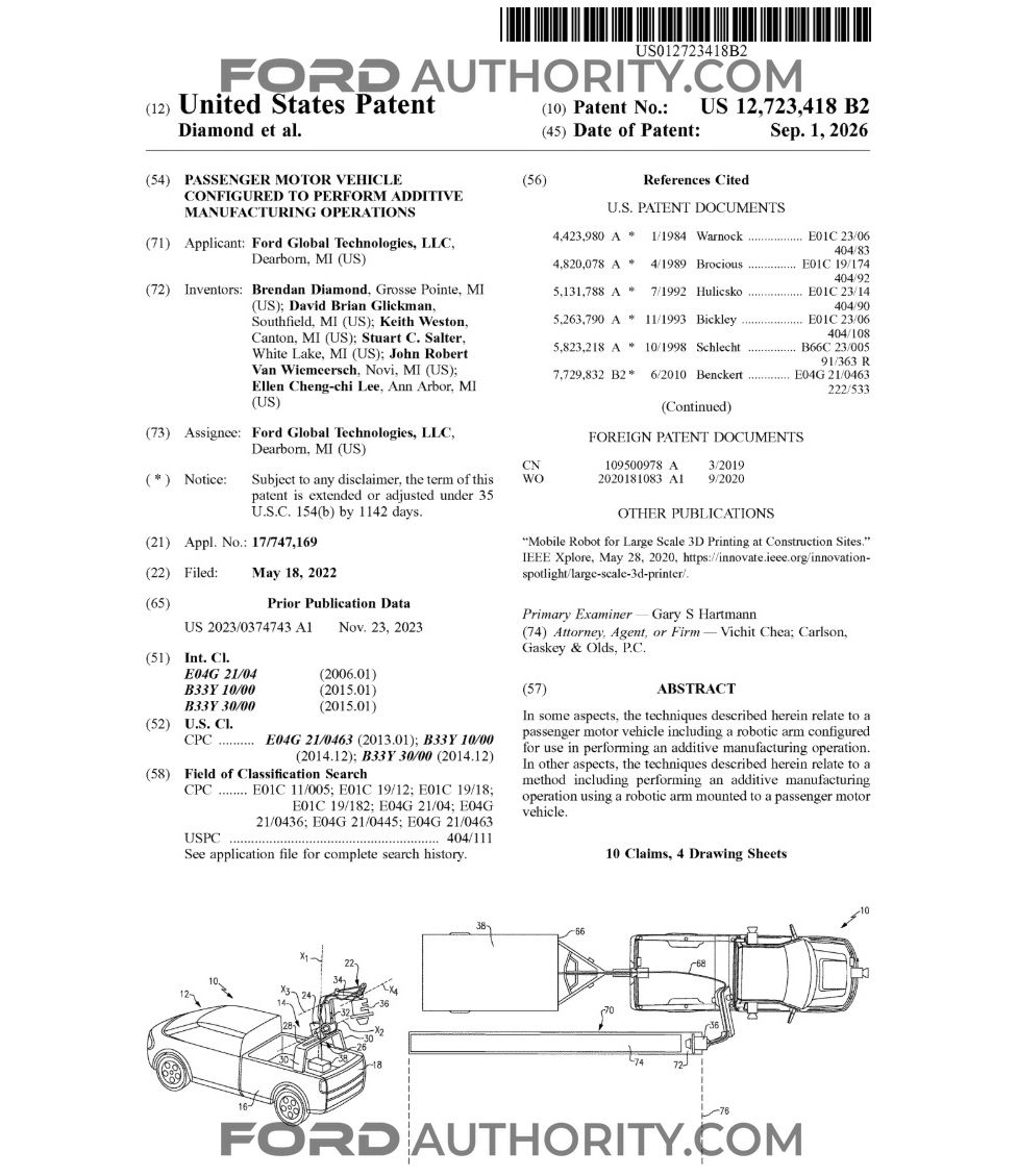Ford Patents Pickup-Mounted 3D Printing Robot Arm for Field Work