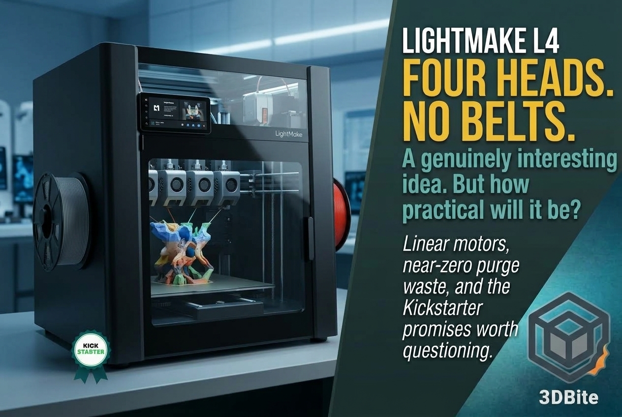LightMake L4: A Four-Head IDEX 3D Printer With Linear Motor Drive