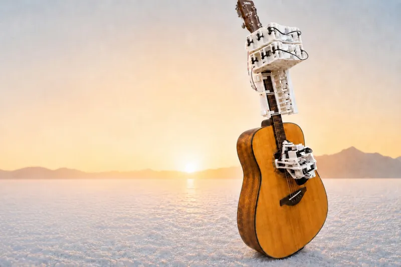MegCell Pulse: A Pair of 3D-Printed Robots That Play Guitar Together