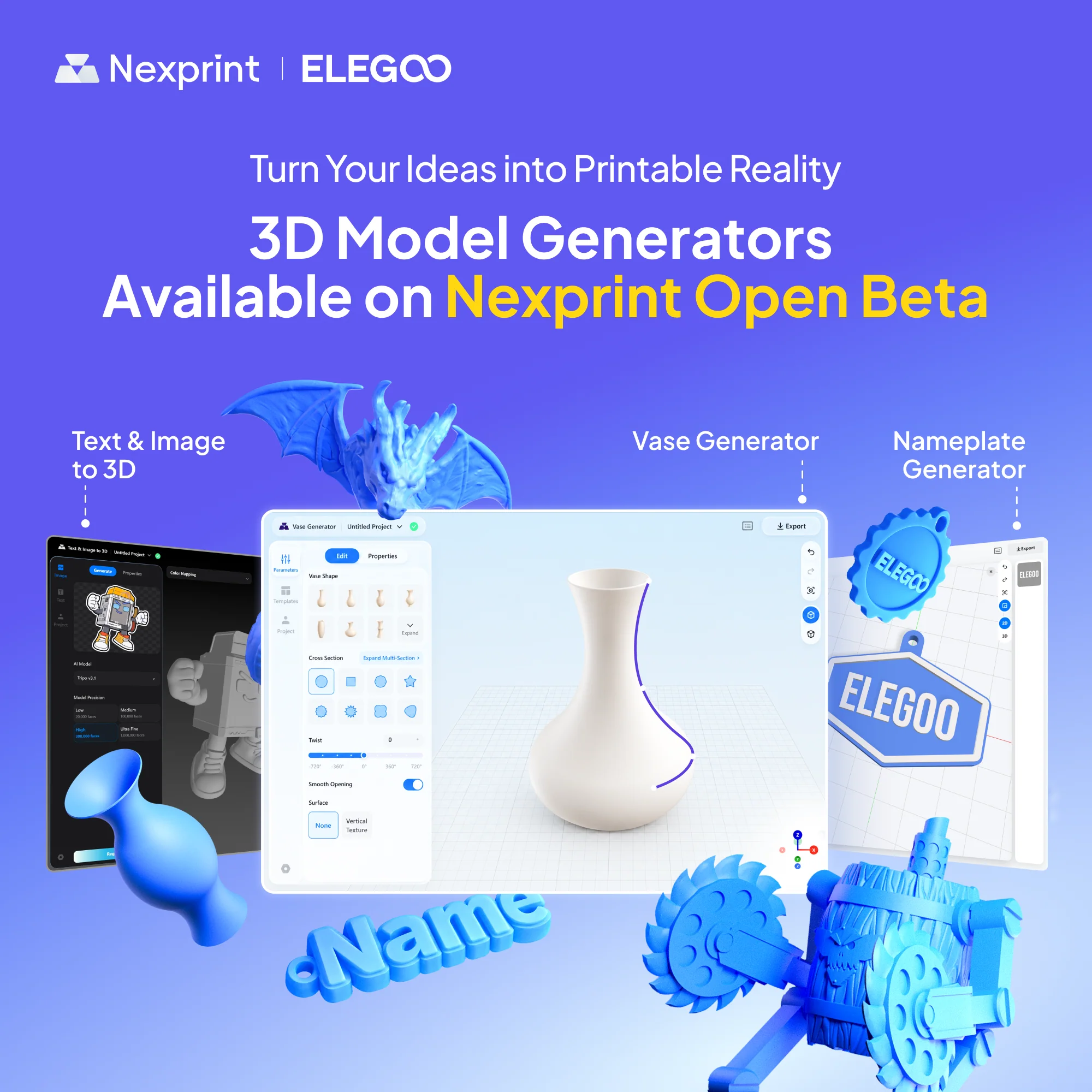 Elegoo Nexprint Adds Three New AI Model Generators