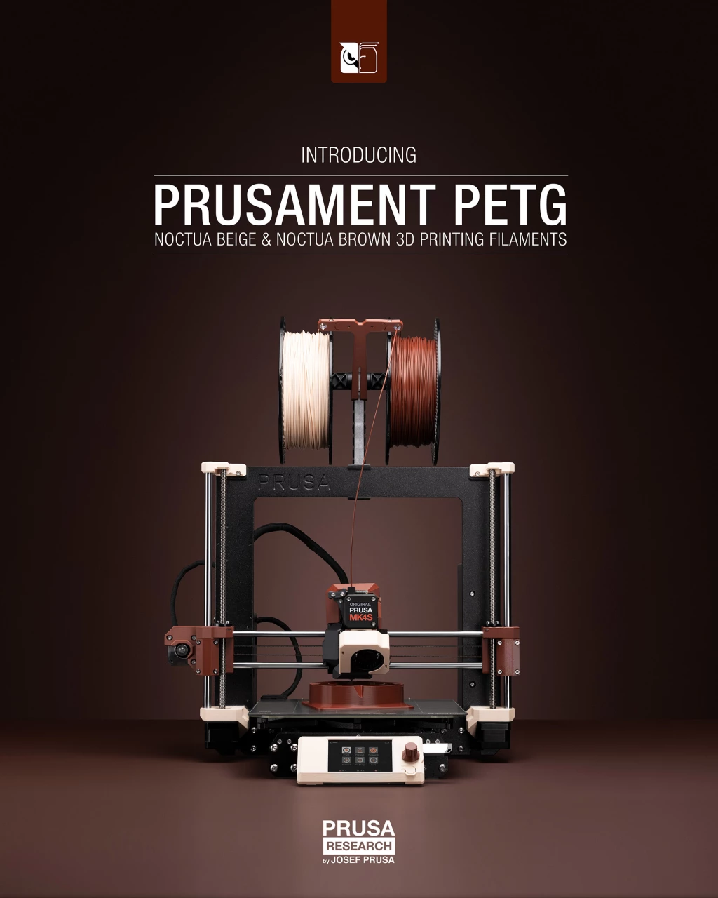 Noctua and Prusa Made PETG Filament in Signature Beige and Brown